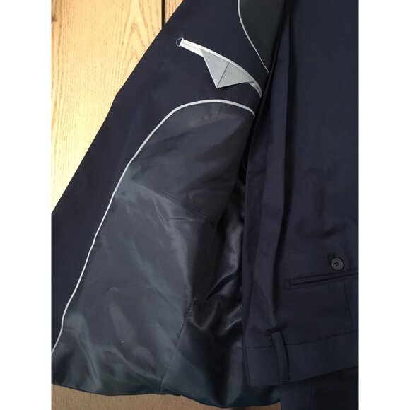 New Mens Braveman 2Pc Suit Slim Fit Untailored Pants Dark Navy Size 42Lx36W - Picture 6 of 9